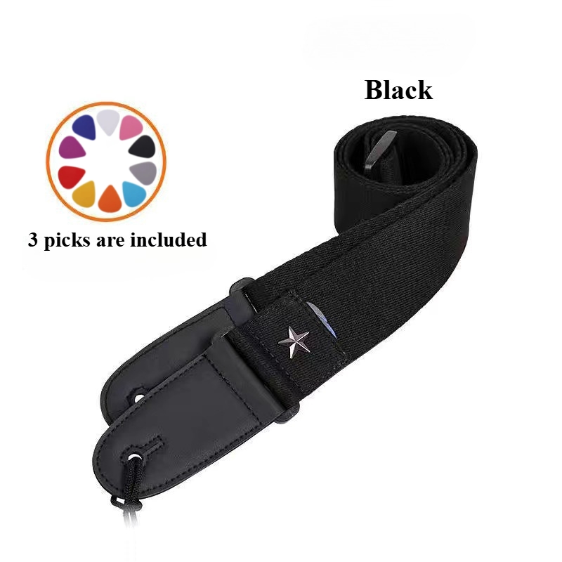 Musical Instrument Bass - Embroidered Cross Guitar Strap - Adjustable