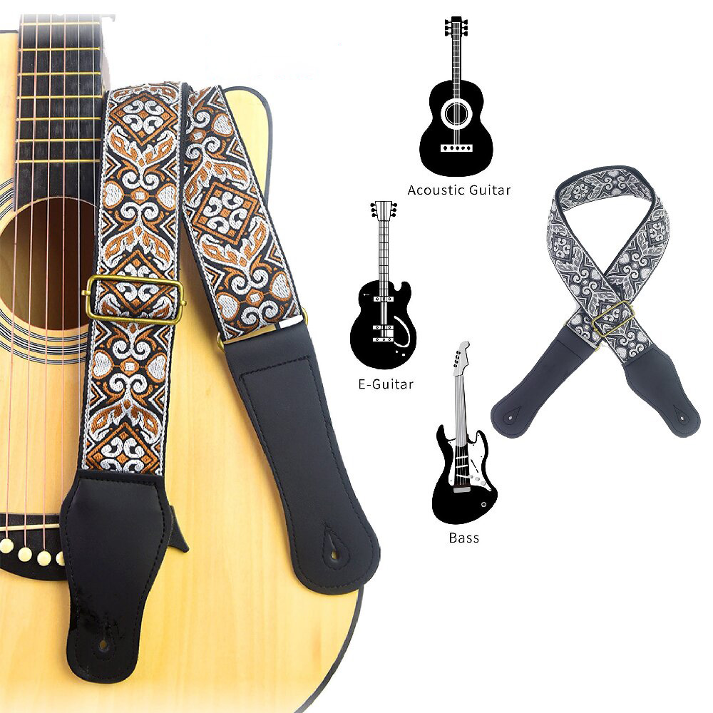 Guitar Strap Embroidered Print - Musical Instrument Bass recension och pris